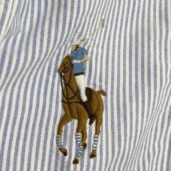 NWOT RALPH LAUREN Shirt Boys L Big-Pony Polo-Player #3 Navy-Stripe Blue White - Picture 2 of 7